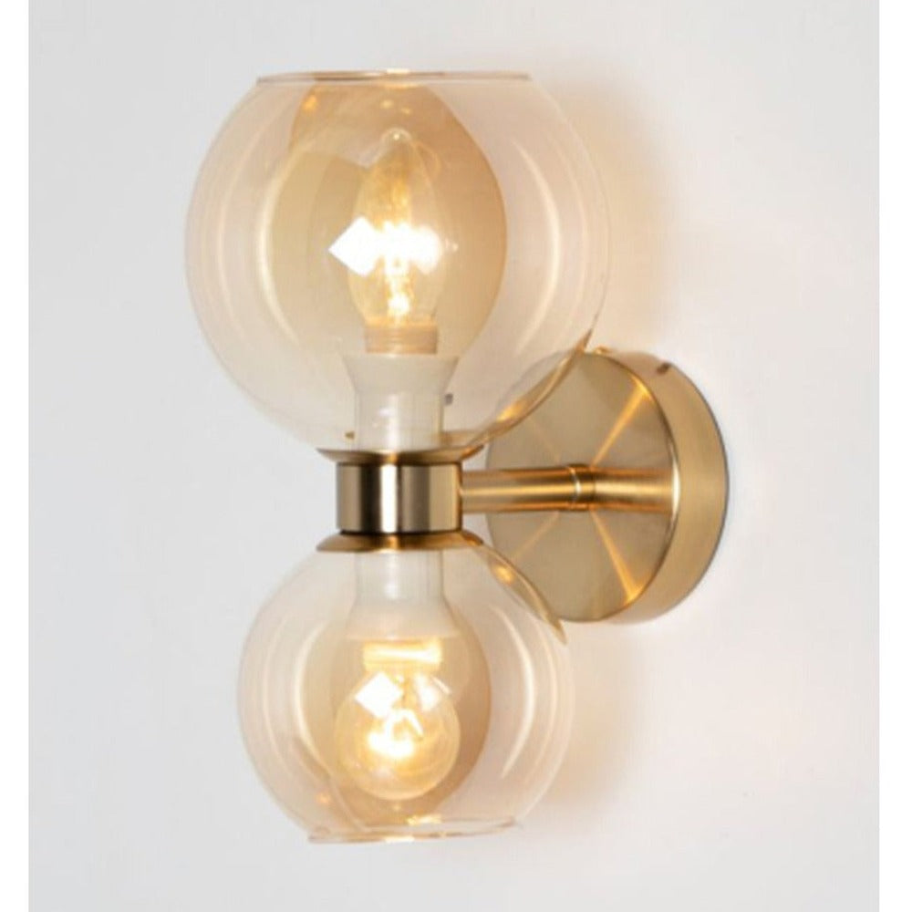 JS-GL-6602-2AB - ANTIQUE BRASS METAL & GLASS Modern Wall Light