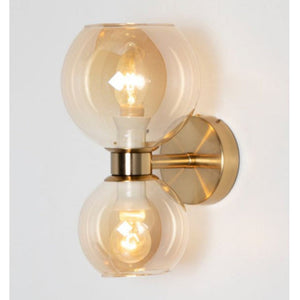 JS-GL-6602-2AB - ANTIQUE BRASS METAL & GLASS Modern Wall Light