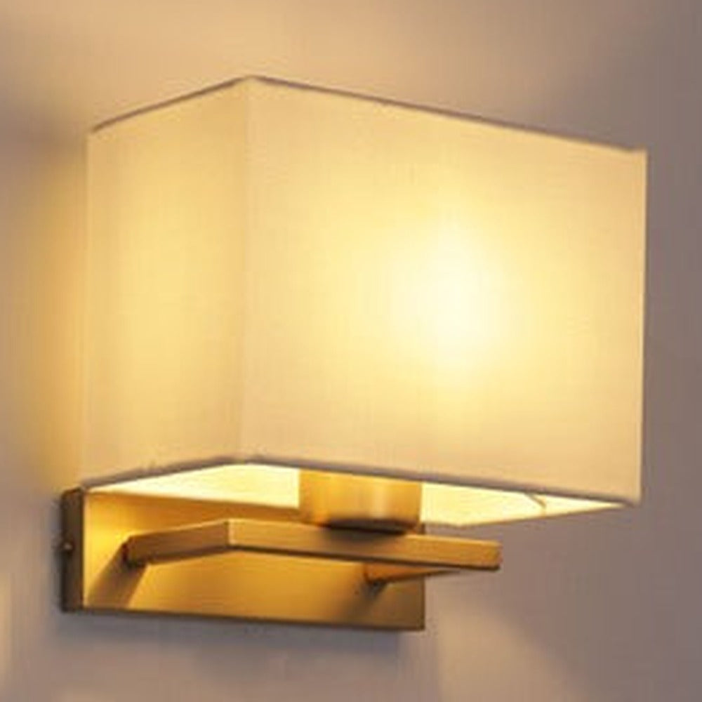 JS-GL-6615-W - Antique Brass Metal & Fabric Shade Modern Wall Light