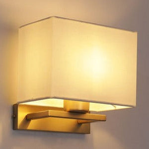 JS-GL-6615-W - Antique Brass Metal & Fabric Shade Modern Wall Light