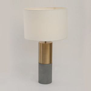JS-GL-6619-T-GY - ANTIQUE BRASS & GREY METAL & FABRIC SHADE Modern Hanging Light