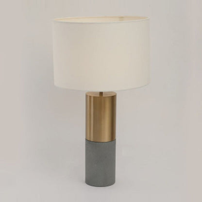 JS-GL-6619-T-GY - ANTIQUE BRASS & GREY METAL & FABRIC SHADE Modern Hanging Light