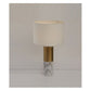 JS-GL-6619-T-WH - ANTIQUE BRASS & WHITE MARBLE METAL & FABRIC SHADE Led Table Lamp