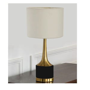 JS-GL-6622-T-BK - ANTIQUE BRASS & BLACK MARBLE FINISH METAL & FABRIC SHADE Cloth Shading Table Lamp