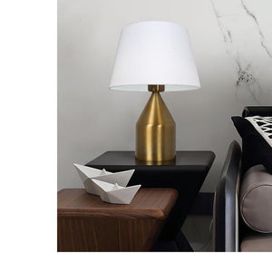 JS-GL-6625-T - Antique Brass Metal & Fabric Shade Modern Table Lamp