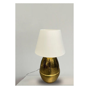 JS-GL-6630-AB - Antique Brass Metal & Fabric Shade Modern Table Lamp