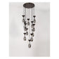 JS-GL-6647S-12 - Brushed Satin Black Metal & Glass Modern Chandelier