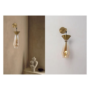 JS-GL-6647S-W AMB - Antique Brass Metal & Glass & Acrylic Modern Wall Light