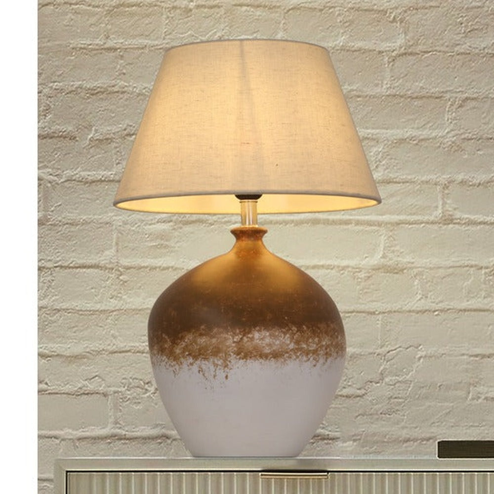 JS-GL-6660-1 - Ceramic Metal & Fabric Shade Modern Table Lamp
