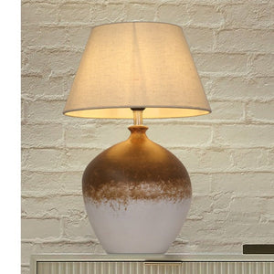 JS-GL-6660-1 - Ceramic Metal & Fabric Shade Modern Table Lamp