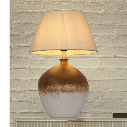 JS-GL-6660-1 - Ceramic Metal & Fabric Shade Modern Table Lamp