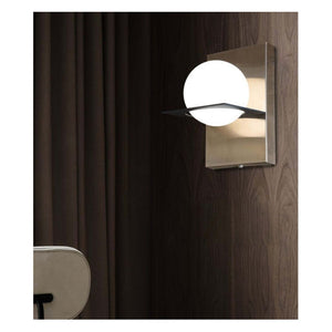 JS-GL-6770-1AB - BLACK & ANTIQUE BRASS METAL Glass Ball Wall Light