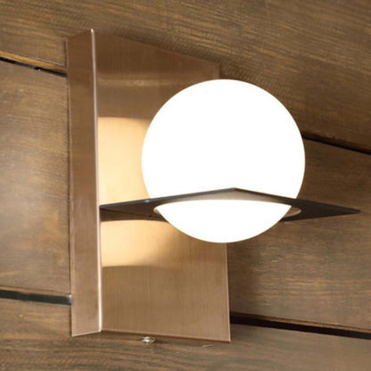 JS-GL-6770-1COP - BLACK & ANTIQUE COPPER METAL Glass Ball Wall Light