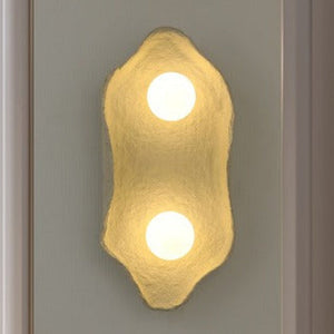 JS-GL-67754-W - White Grey & Black Metal & Glass & Paper Mache Modern Wall Light