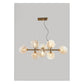 JS-GL-6808-8 AMB - ANTIQUE BRASS METAL & GLASS Rectangular Chandelier