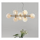 JS-GL-6808-8 AMB - ANTIQUE BRASS METAL & GLASS Rectangular Chandelier