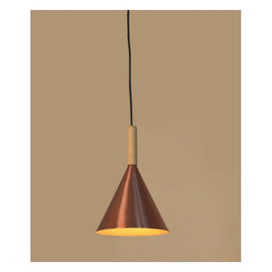 JS-GL-6886-1AC - ANTIQUE COPPER & GOLD WOOD Metal Hanging Light