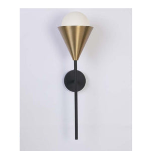 JS-GL-6888-1 - ANTIQUE BRASS & BLACK METAL Glass Wall Light