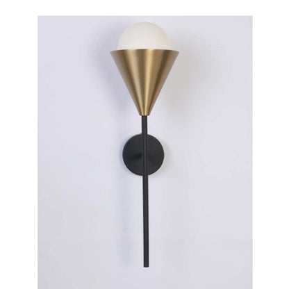 JS-GL-6888-1 - ANTIQUE BRASS & BLACK METAL Glass Wall Light