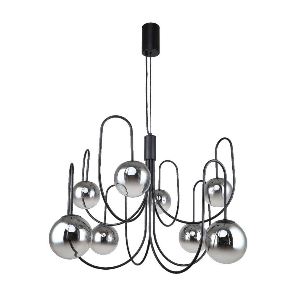 JS-GL-69306-8 - Black Metal Glass Ball Chandelier