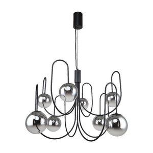 JS-GL-69306-8 - Black Metal Glass Ball Chandelier