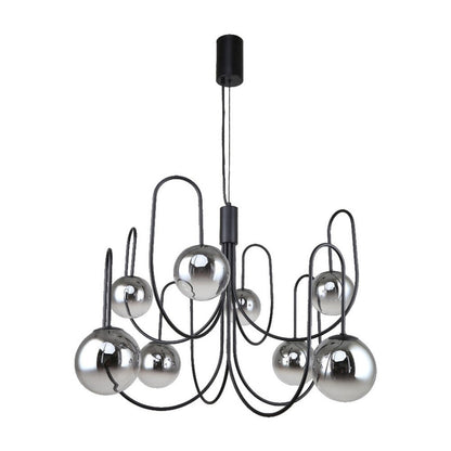 JS-GL-69306-8 - Black Metal Glass Ball Chandelier