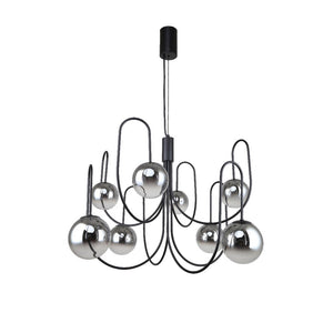 JS-GL-69306-8 - Black Metal Glass Ball Chandelier