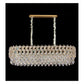 JS-GL-69903-950 - French Gold Metal & Crystals Rectangular Chandelier