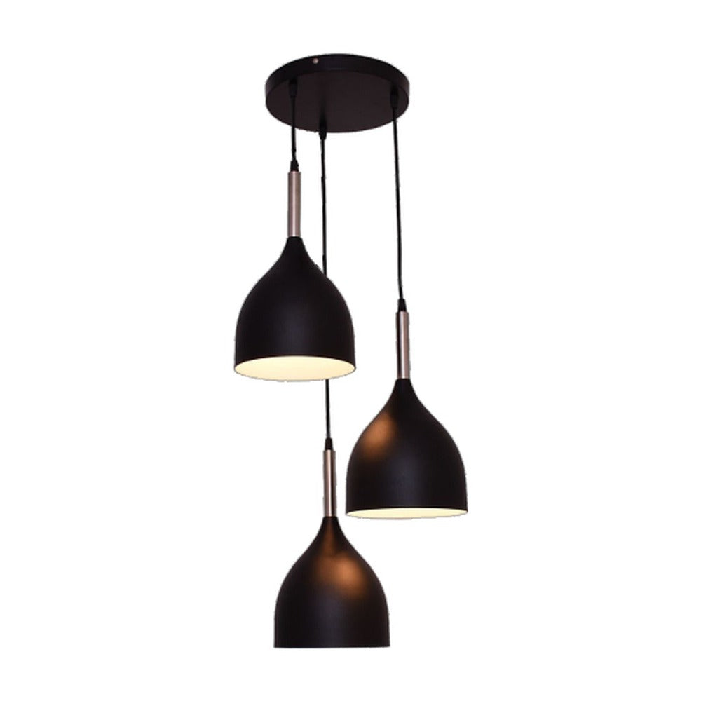 JS-GL-6996-3BK - BLACK & WHITE & SN METAL Cluster Hanging Light