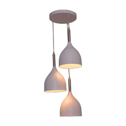 JS-GL-6996-3WH - WHITE & SN METAL Cluster Hanging Light