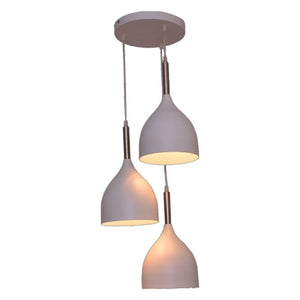 JS-GL-6996-3WH - WHITE & SN METAL Cluster Hanging Light