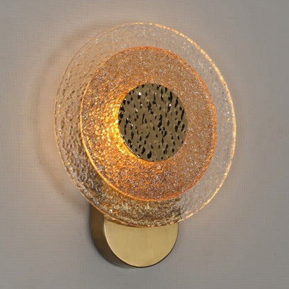 JS-GL-7058A - Antique Brass Metal & Glass Modern Wall Light