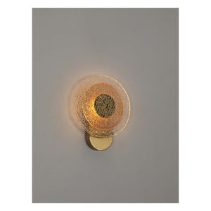 JS-GL-7058A - Antique Brass Metal & Glass Modern Wall Light