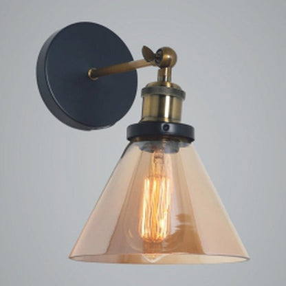 JS-GL-7130-1 - ANTIQUE BRASS & BLACK METAL & GLASS Modern Wall Light