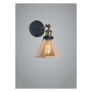 JS-GL-7130-1 - ANTIQUE BRASS & BLACK METAL & GLASS Modern Wall Light