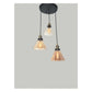 JS-GL-7130-3 - ANTIQUE BRASS & BLACK METAL & GLASS Cluster Hanging Light