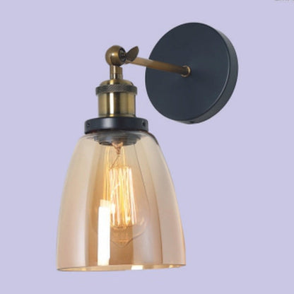JS-GL-7131-1 - ANTIQUE BRASS & BLACK METAL & GLASS Modern Wall Light