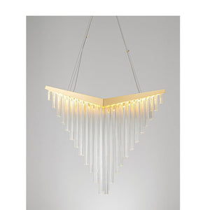 JS-GL-7187-H - Gold Metal & Glass Crystal Chandelier