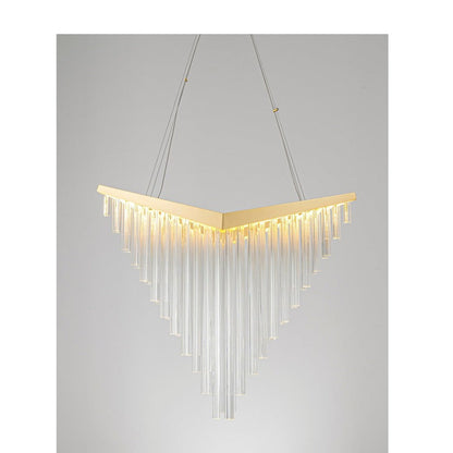 JS-GL-7187-H - Gold Metal & Glass Crystal Chandelier