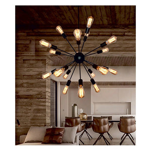 JS-GL-7210-12 - BLACK METAL Modern Hanging Light