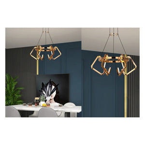 JS-GL-7231- 6 - French Gold Metal & Acrylic Led Hanging Light