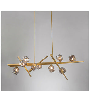 JS-GL-7236-H - Gold Metal & Glass Luxury Chandelier