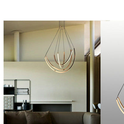 JS-GL-7250- 4 - French Gold Metal & Acrylic Led Hanging Light