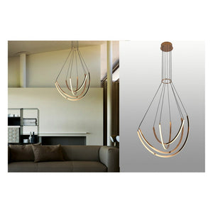 JS-GL-7250- 4 - French Gold Metal & Acrylic Led Hanging Light