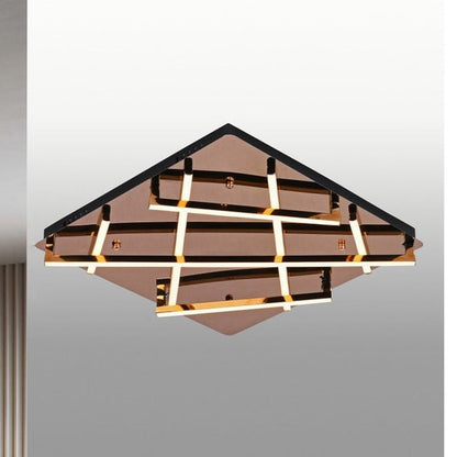 JS-GL-727SQ-550 - French Gold Metal & Acrylic Led Ceiling Light