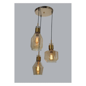 JS-GL-7294-3 - Antique Brass Metal Glass Hanging Light