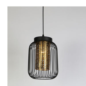 JS-GL-7425-1 - BLACK & GOLD Metal Hanging Light