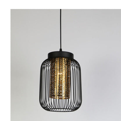JS-GL-7425-1 - BLACK & GOLD Metal Hanging Light
