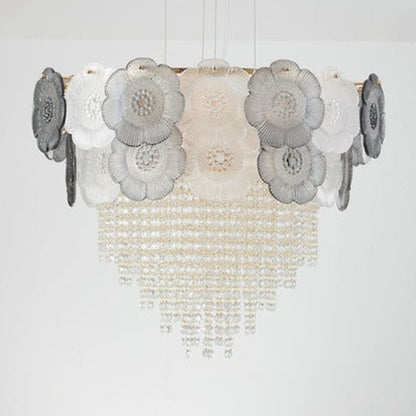 JS-GL-7589-D600 - French Gold Glass & Crystals Crystal Chandelier