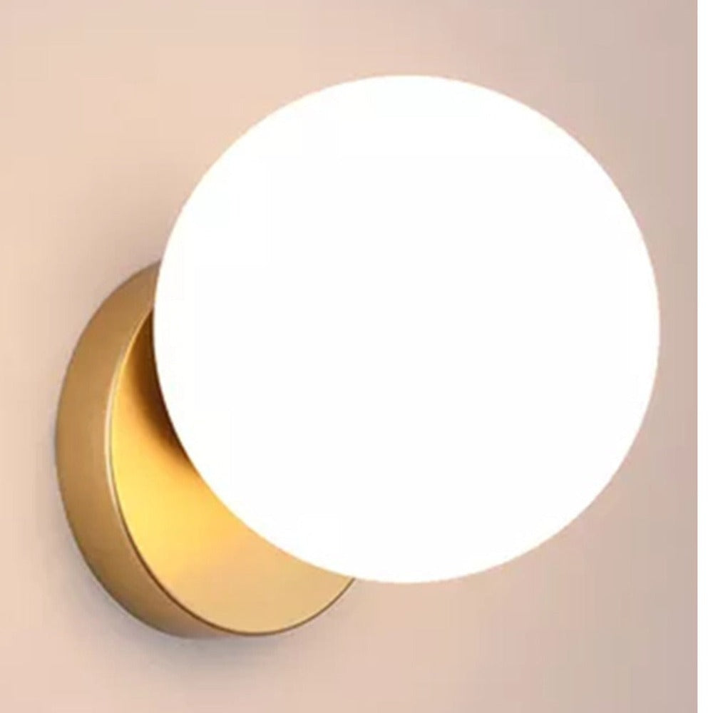 JS-GL-76042 - ANTIQUE BRASS METAL Glass Ball Wall Light